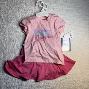 NWT Champion Toddler Girls 12/18m Pink Skort Outfit 2 PC Active Set Active Wear